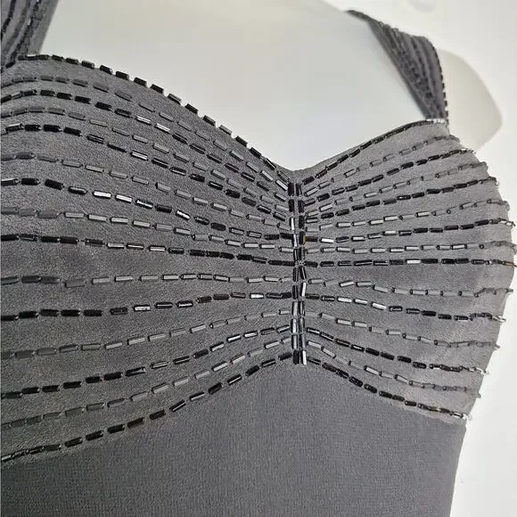 Vintage Y2K Beaded Babydoll Midi Dress Lace 4 Silk Coquette Goth Whimsygoth - Picture 6 of 11